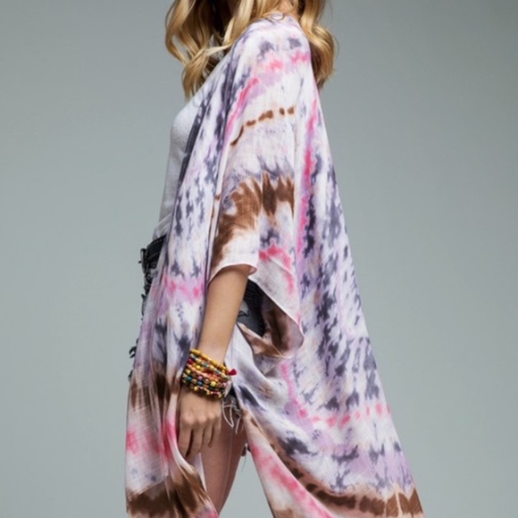 023 Bohemian Tie Dye Kimono  Cover up - Picture 7 of 11